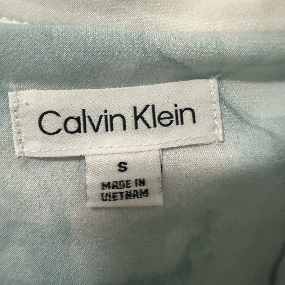 Calvin Klein Watercolor Marble Sleeveless Zip Polo Top Small NWT